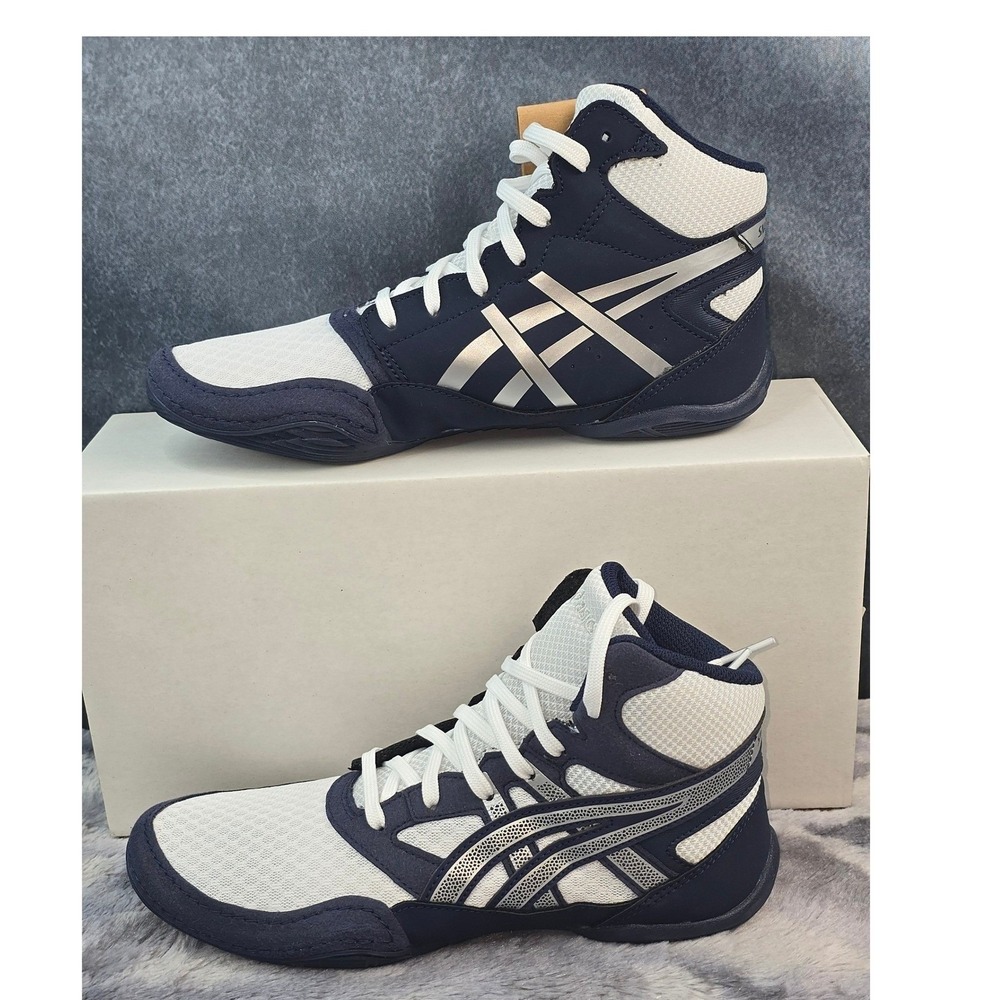 NWOT Asics SZ 4Y Snapdown 4 GS Wrestling Shoes Midnight Pure Silver Kids